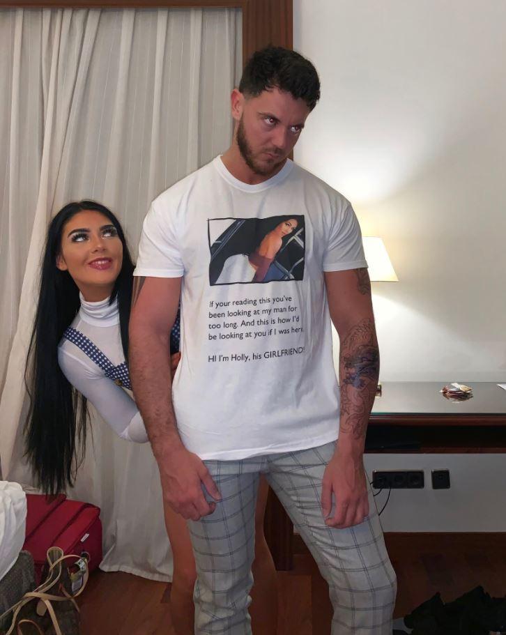 Woman Makes Her Boyfriend Wear a T-shirt with Her Face