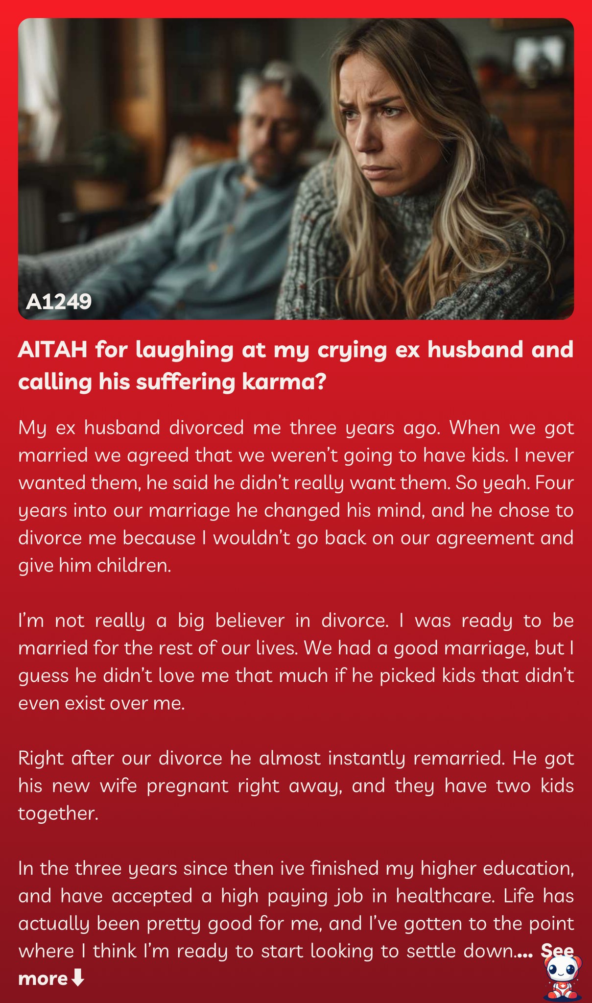 AITAH for laughing at my crying ex husband and calling his suffering karma?